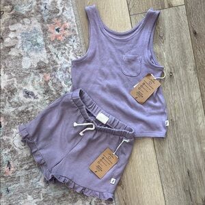 Kids Lavender Tank & Shorts Matching Set - Soft Terry Two-Piece
